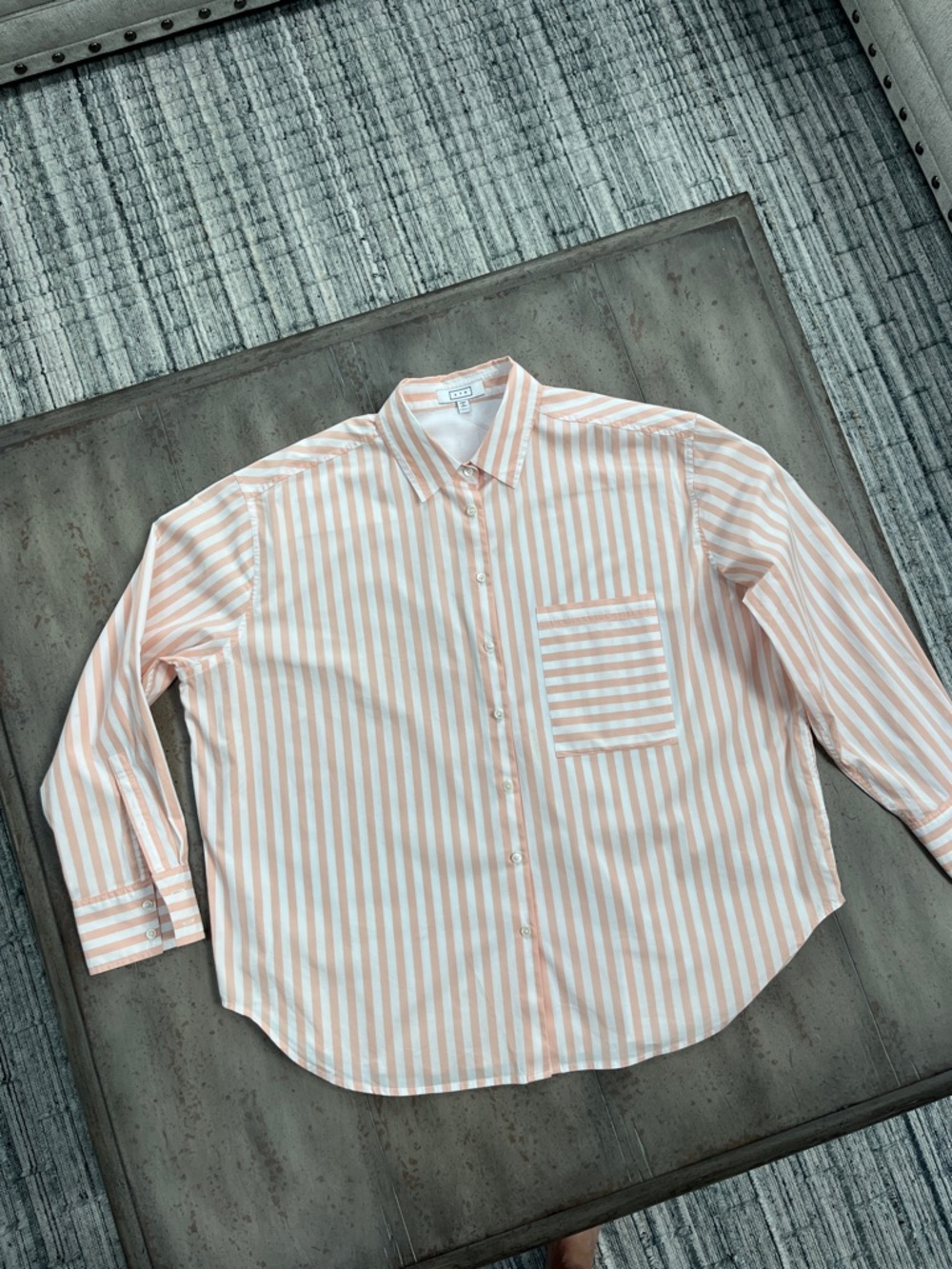 AYR Peach & White Striped Button-Down Shirt